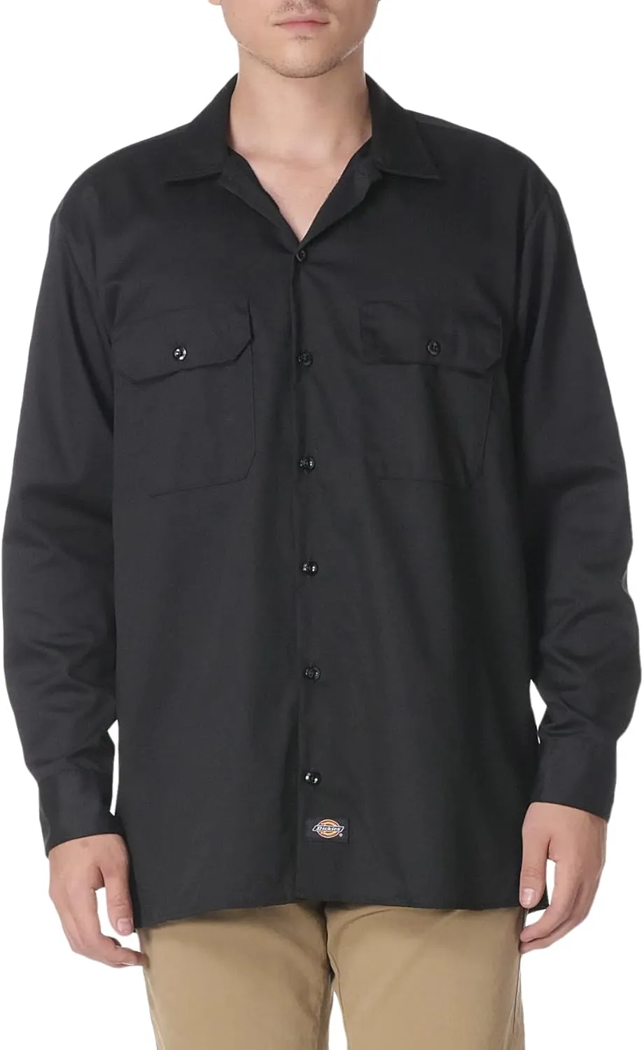 Dickies mens Long-sleeve work utility button down shirts, Black, X-Large US