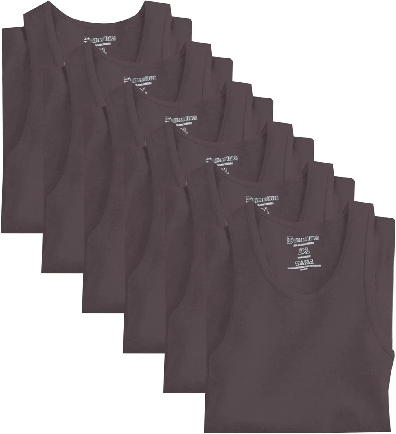 Different Touch 6 Pack Men's Big and Tall Muscle Ribbed Tank Tops A-Shirts Underwear Shirts