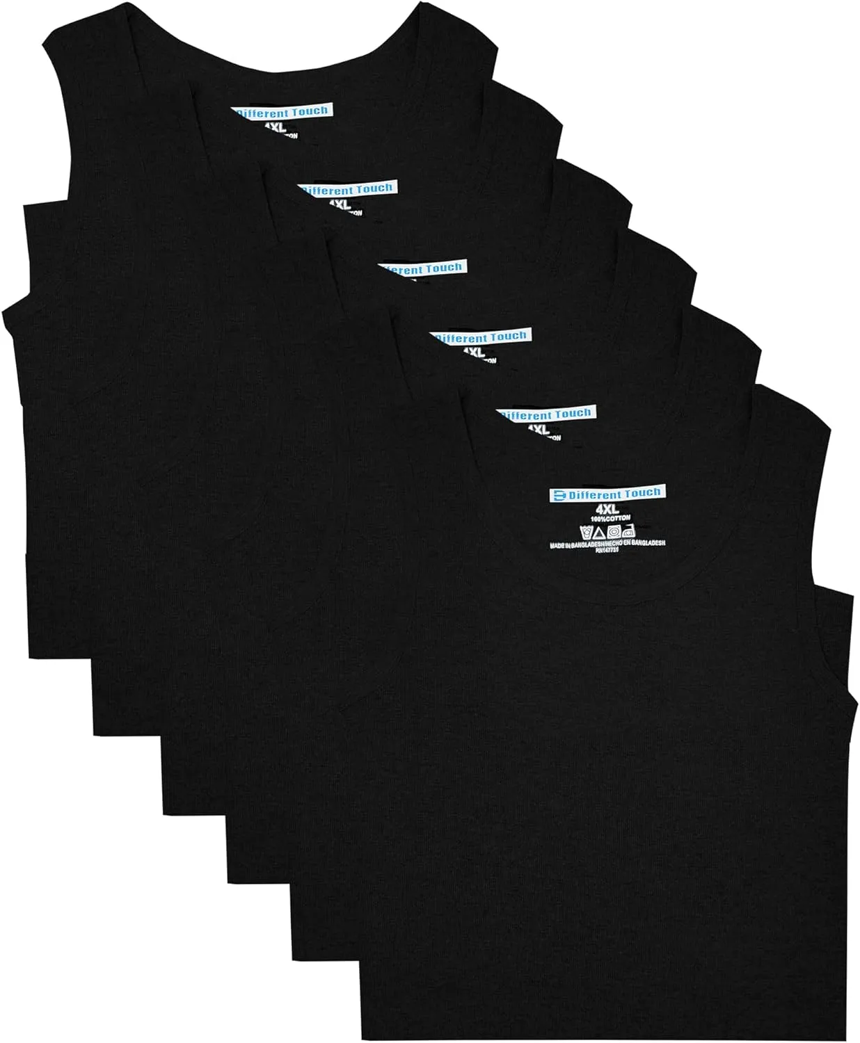 Different Touch 6 Pack Men's Big and Tall Muscle Ribbed Tank Tops A-Shirts Underwear Shirts