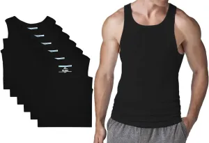 Different Touch 6 Pack Men's Big and Tall Muscle Ribbed Tank Tops A-Shirts Underwear Shirts