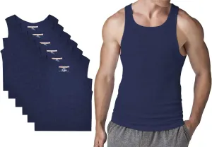 Different Touch 6 Pack Men's Big and Tall Muscle Ribbed Tank Tops A-Shirts Underwear Shirts