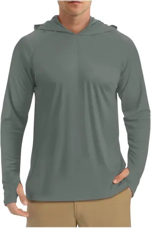 Finelylove Mens Long Sleeve Sun Protection Shirts Quick Dry Sun Hoodie UPF 50  UV Hiking Fishing Shirts Rash Guards