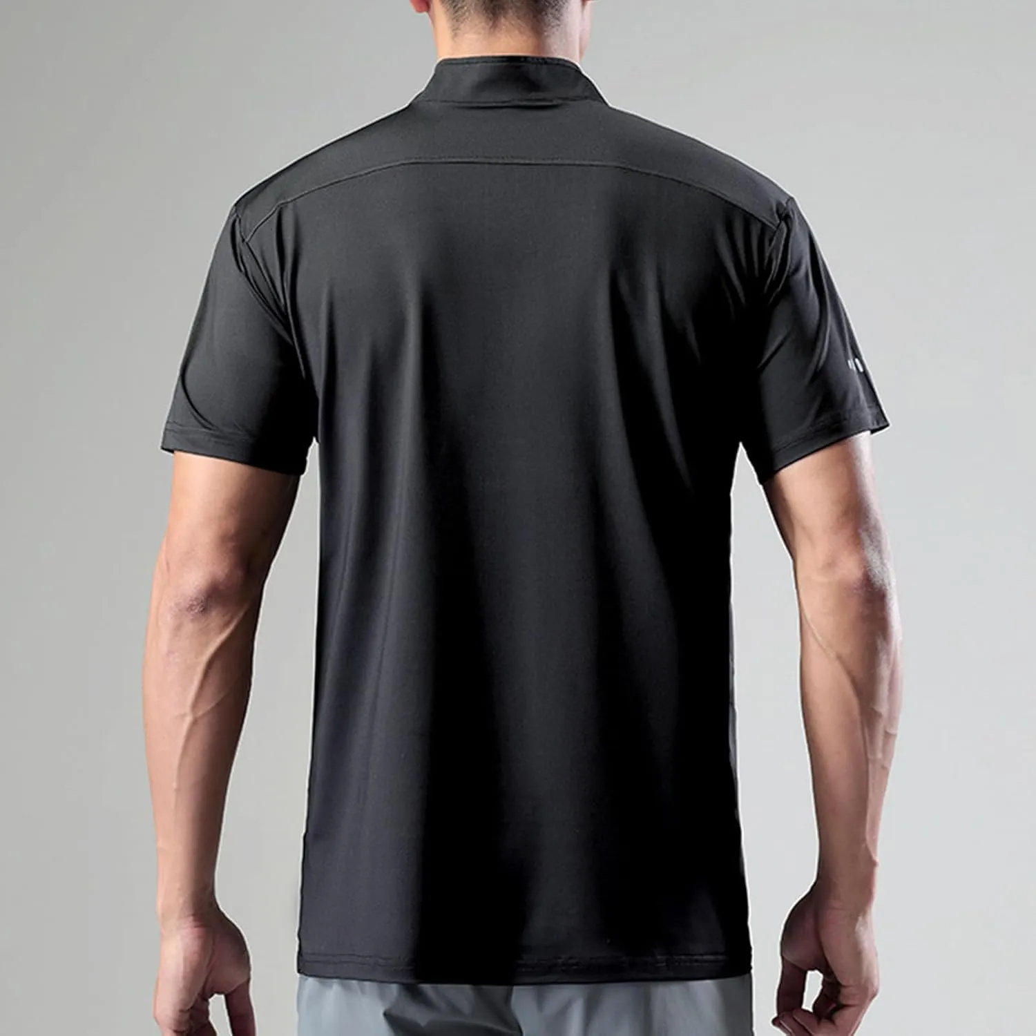 Finelylove Workout Shirts for Men Short Sleeve Quarter Zip Pullover Quick Dry Athletic Gym Shirts Casual Golf Shirt