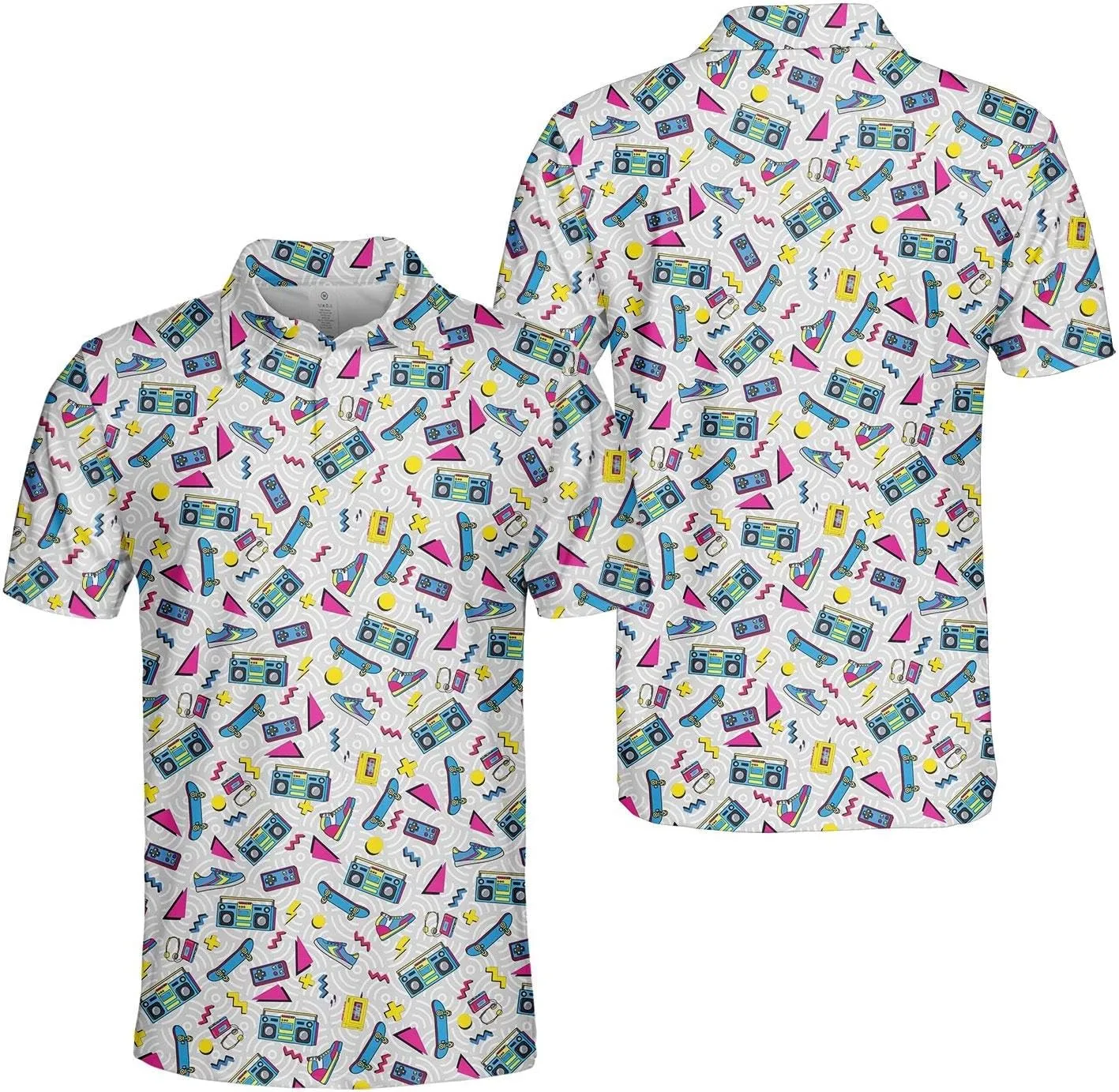 Funny Golf Shirts Skull Hawaiian Polo Shirts for Men, Crazy Golf Shirts for Men Golf Gifts Hawaiian Skull Golf Shirts
