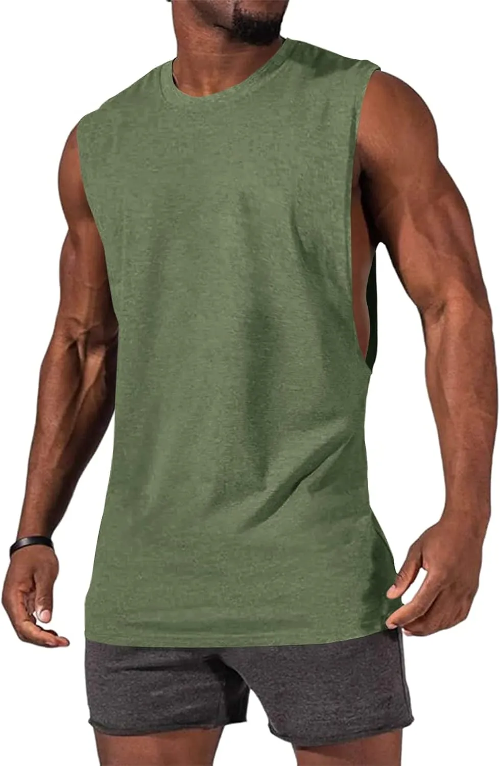 Gafeng Mens Workout Tank Tops Muscle Cut Off Shirts Sleeveless Bodybuilding Gym Cotton T-Shirts