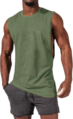 Gafeng Mens Workout Tank Tops Muscle Cut Off Shirts Sleeveless Bodybuilding Gym Cotton T-Shirts