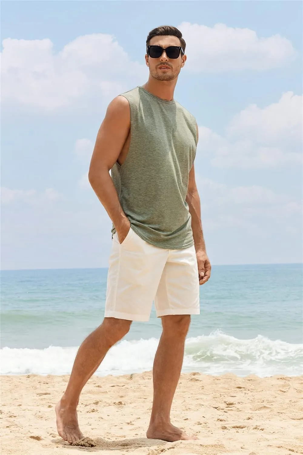 Gafeng Mens Workout Tank Tops Muscle Cut Off Shirts Sleeveless Bodybuilding Gym Cotton T-Shirts