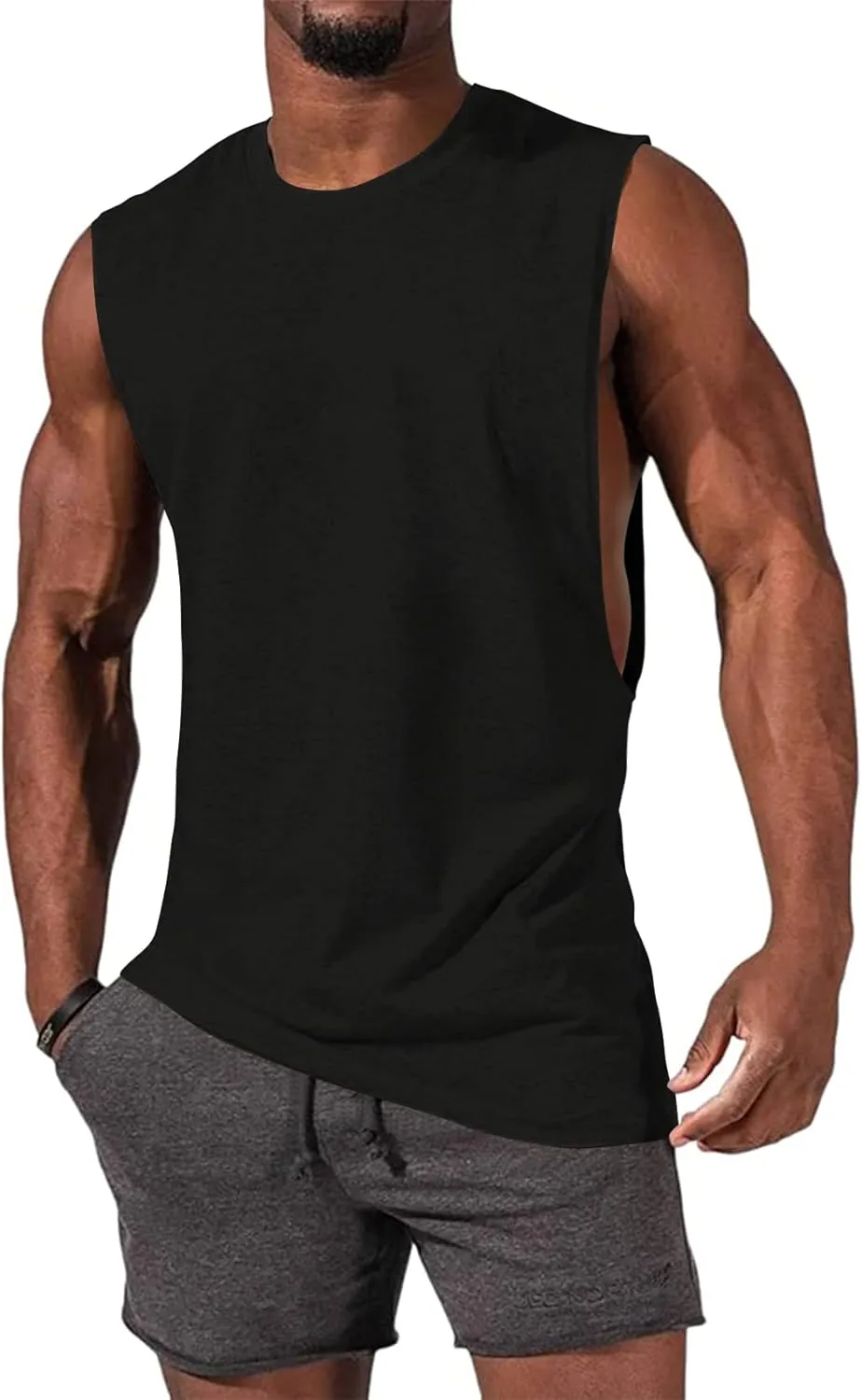 Gafeng Mens Workout Tank Tops Muscle Cut Off Shirts Sleeveless Bodybuilding Gym Cotton T-Shirts