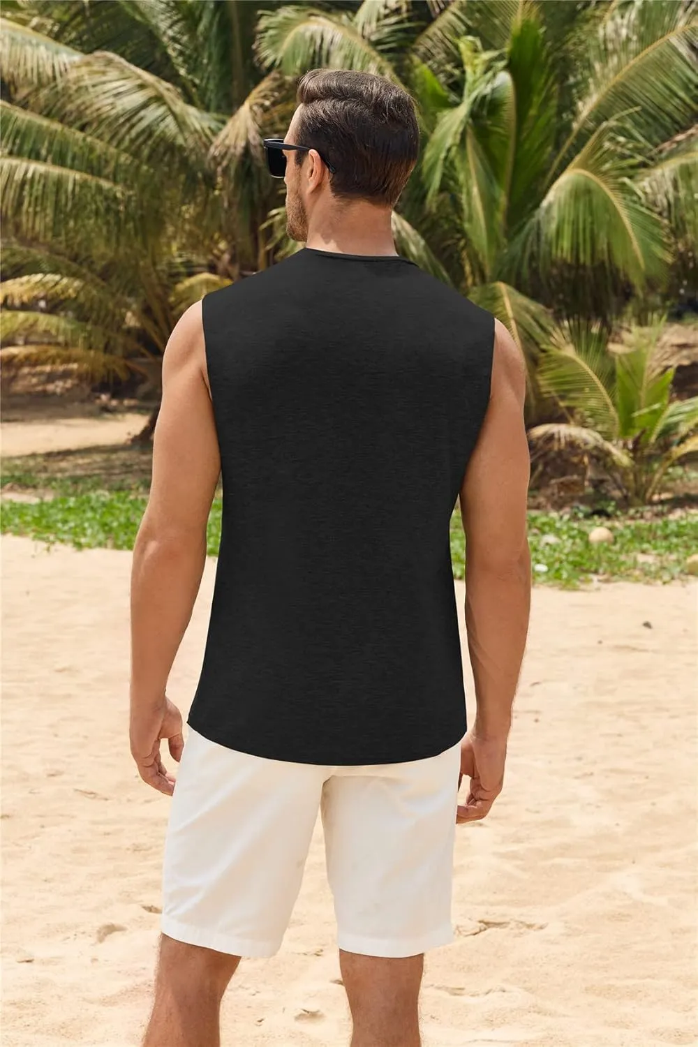 Gafeng Mens Workout Tank Tops Muscle Cut Off Shirts Sleeveless Bodybuilding Gym Cotton T-Shirts