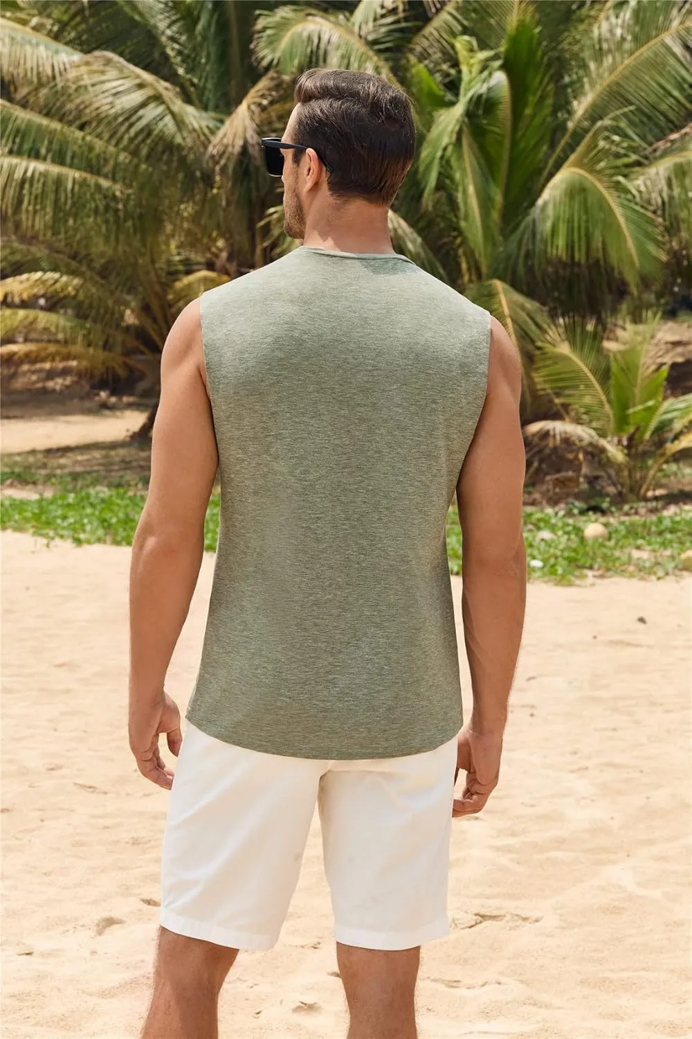 Gafeng Mens Workout Tank Tops Muscle Cut Off Shirts Sleeveless Bodybuilding Gym Cotton T-Shirts