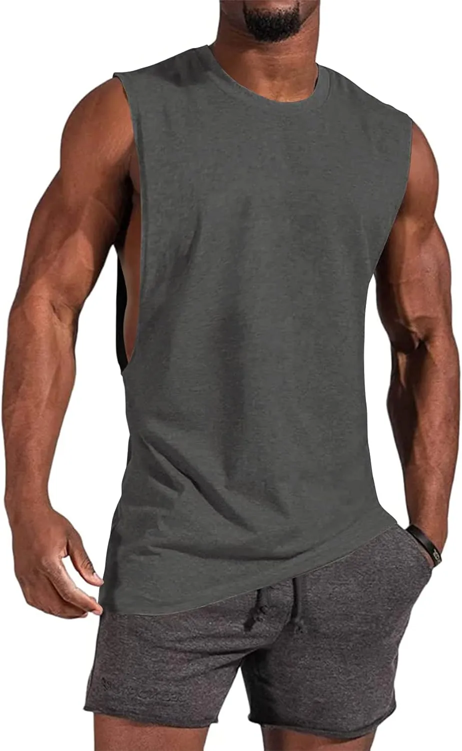 Gafeng Mens Workout Tank Tops Muscle Cut Off Shirts Sleeveless Bodybuilding Gym Cotton T-Shirts