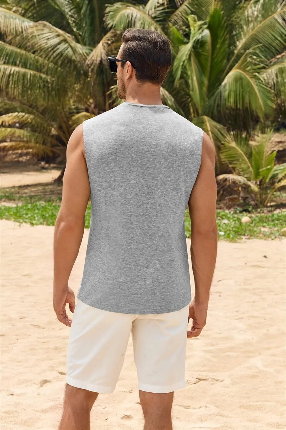 Gafeng Mens Workout Tank Tops Muscle Cut Off Shirts Sleeveless Bodybuilding Gym Cotton T-Shirts
