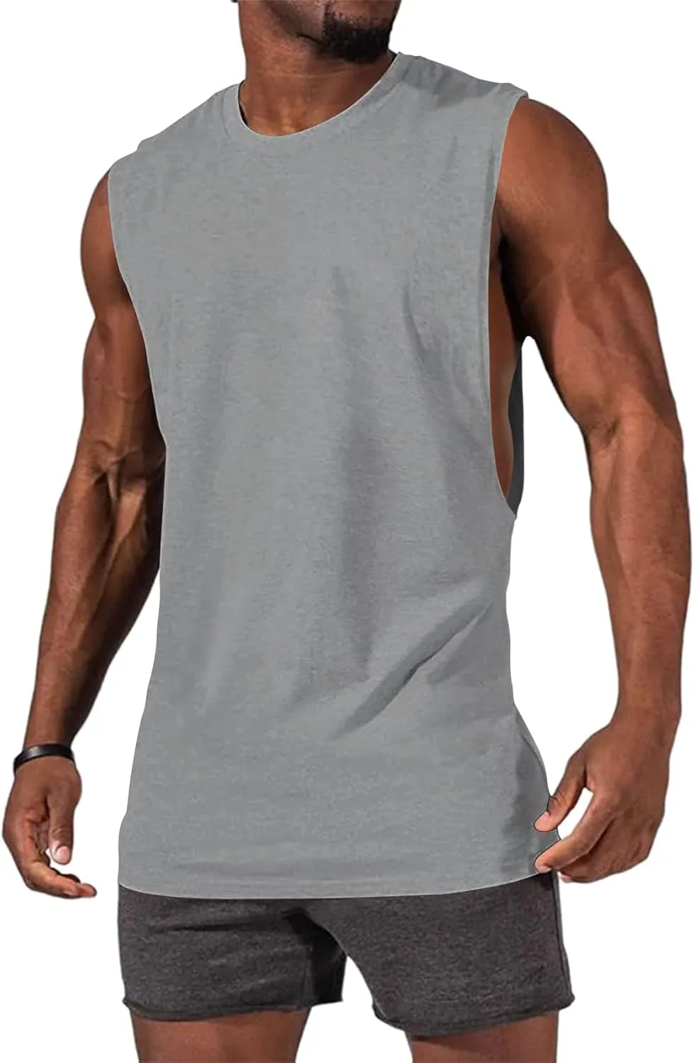 Gafeng Mens Workout Tank Tops Muscle Cut Off Shirts Sleeveless Bodybuilding Gym Cotton T-Shirts