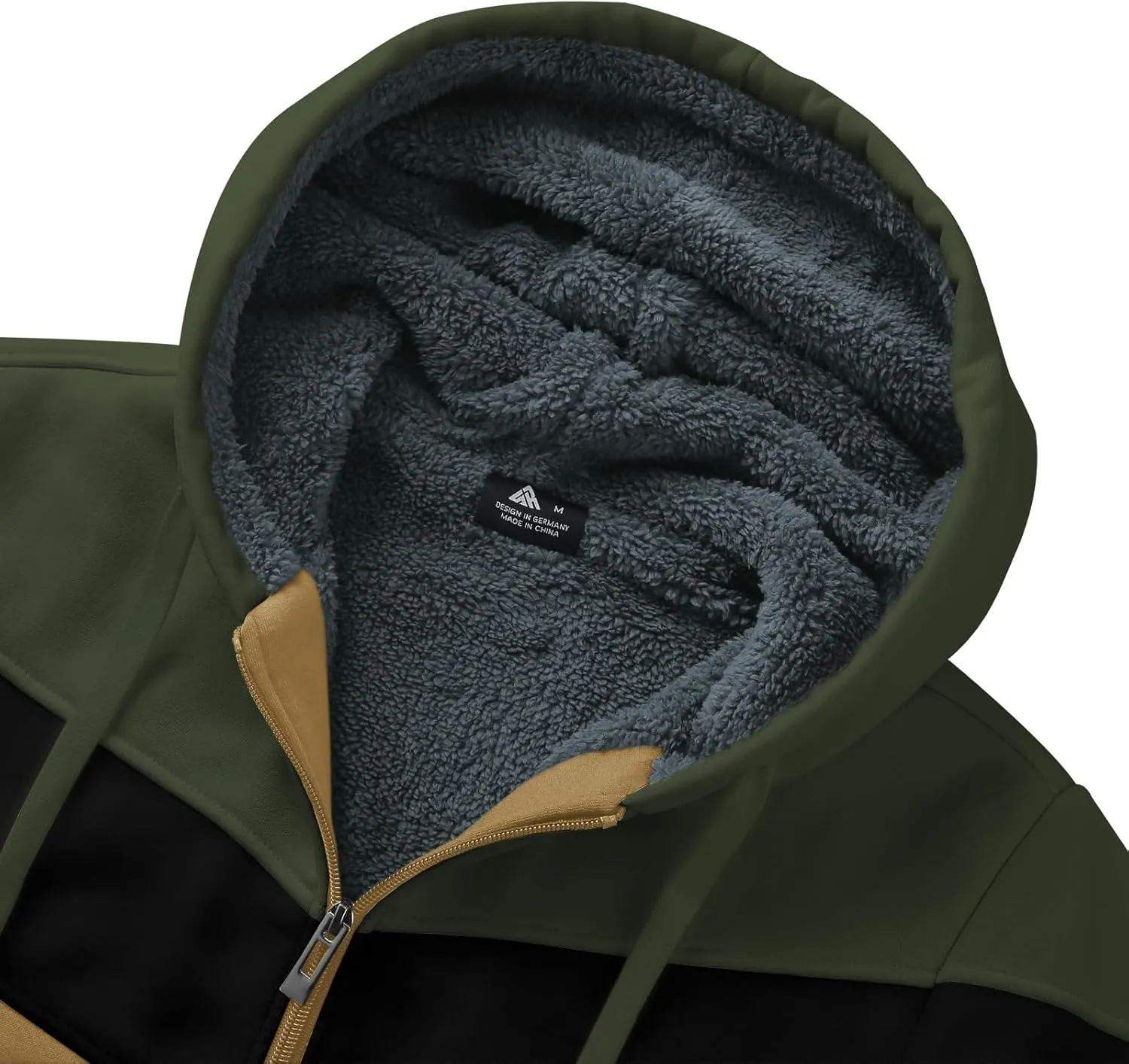 GEEK LIGHTING Mens Fleece Hoodies Zip Up Color Block Thick Winter Hooded Sweatshirt