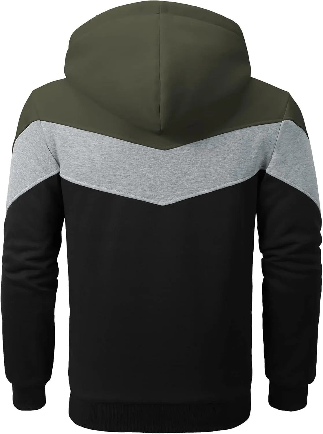 GEEK LIGHTING Mens Fleece Hoodies Zip Up Color Block Thick Winter Hooded Sweatshirt