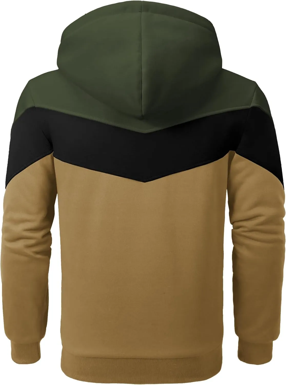 GEEK LIGHTING Mens Fleece Hoodies Zip Up Color Block Thick Winter Hooded Sweatshirt