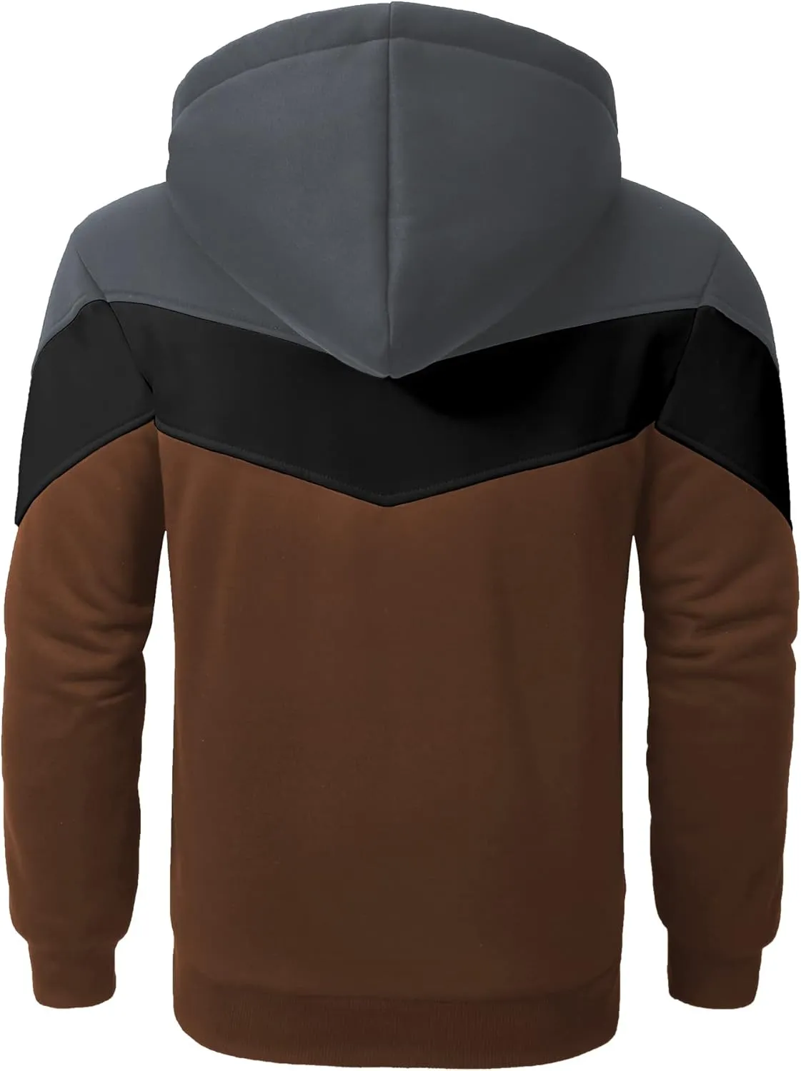 GEEK LIGHTING Mens Fleece Hoodies Zip Up Color Block Thick Winter Hooded Sweatshirt