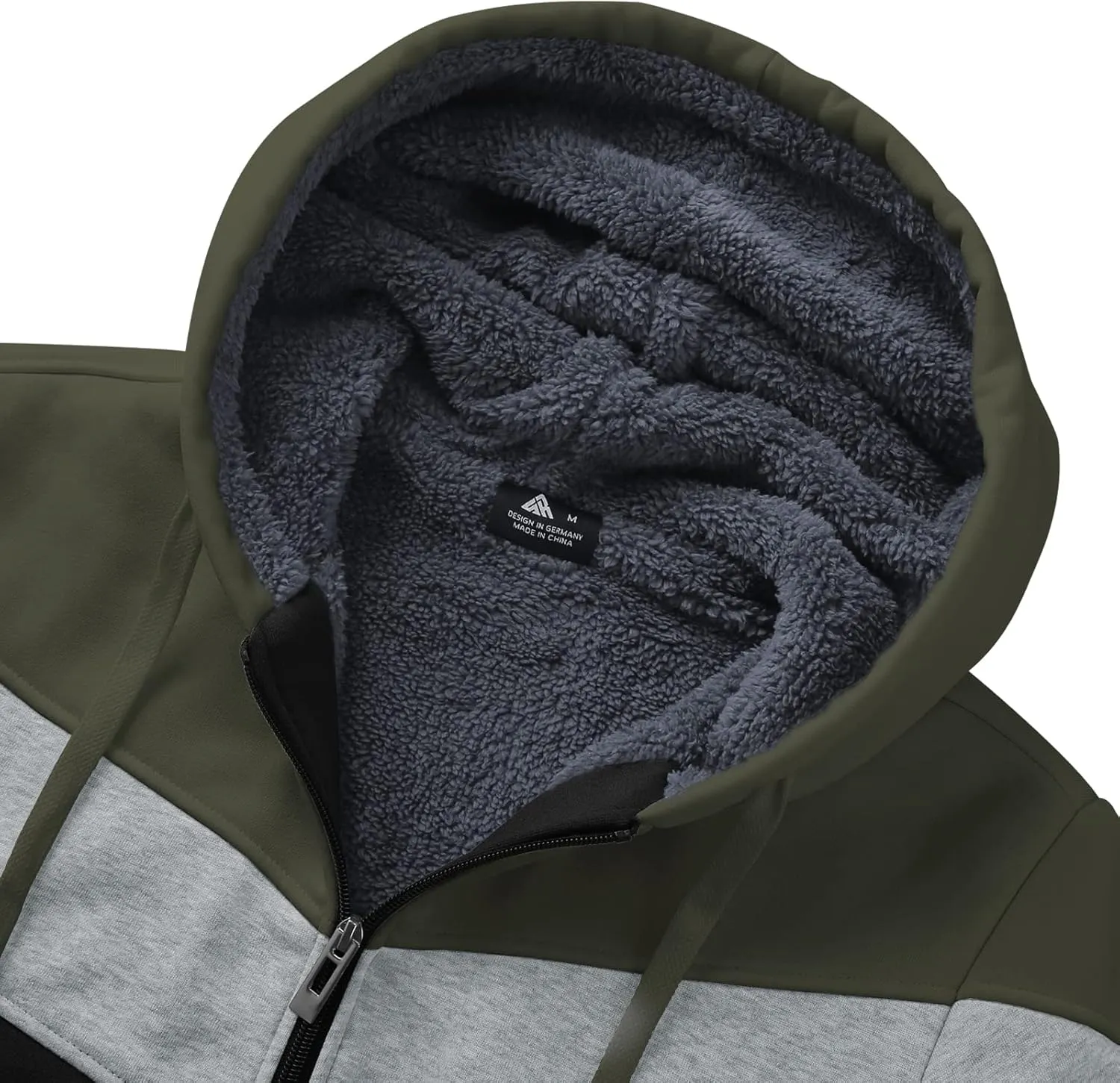 GEEK LIGHTING Mens Fleece Hoodies Zip Up Color Block Thick Winter Hooded Sweatshirt