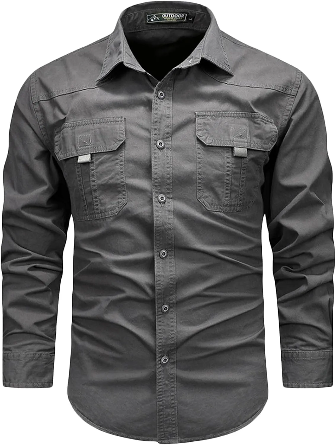 Generic Long Sleeve Shirts for Men Casual Outdoor Combat Lapel Fishing Shirts Workout Button Down Quick Dry Hikking T-Shirts