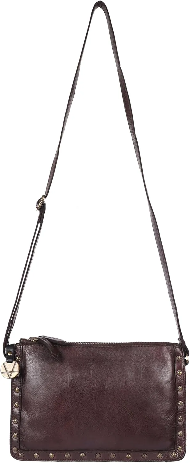 Genuine Italian Leather Boho Studded Crossbody Shoulder Bag - Stylish, Durable, & Perfect for Everyday Use for women