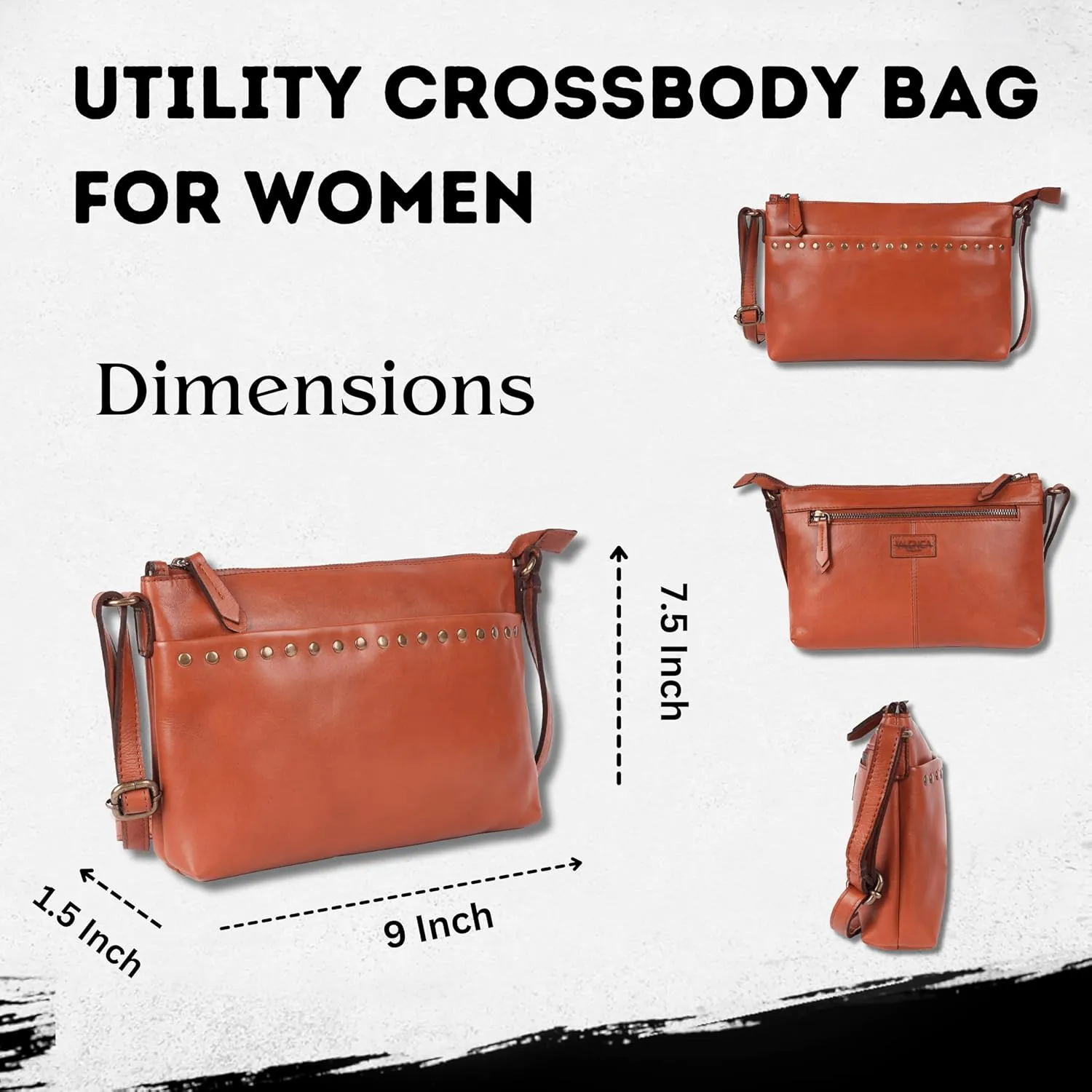 Genuine Italian Leather Boho Studded Crossbody Shoulder Bag - Stylish, Durable, & Perfect for Everyday Use for women