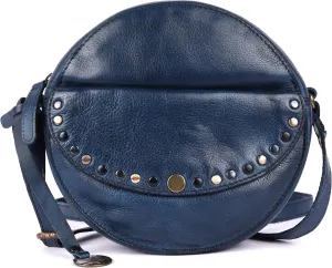 Genuine Italian Leather Boho Studded Round Crossbody Sling Bag - Stylish, Durable, & Perfect for Everyday Use for women
