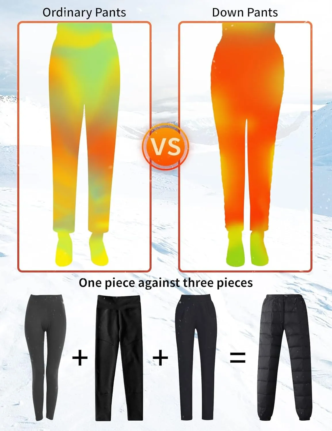 Gihuo Snow Pants Womens Winter Windproof Down Pants Warm Outdoor Ski Pants Padded Loose Ultralight Warm Trousers