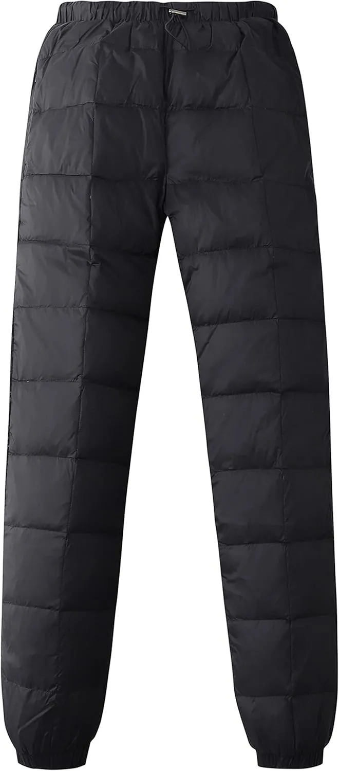 Gihuo Snow Pants Womens Winter Windproof Down Pants Warm Outdoor Ski Pants Padded Loose Ultralight Warm Trousers