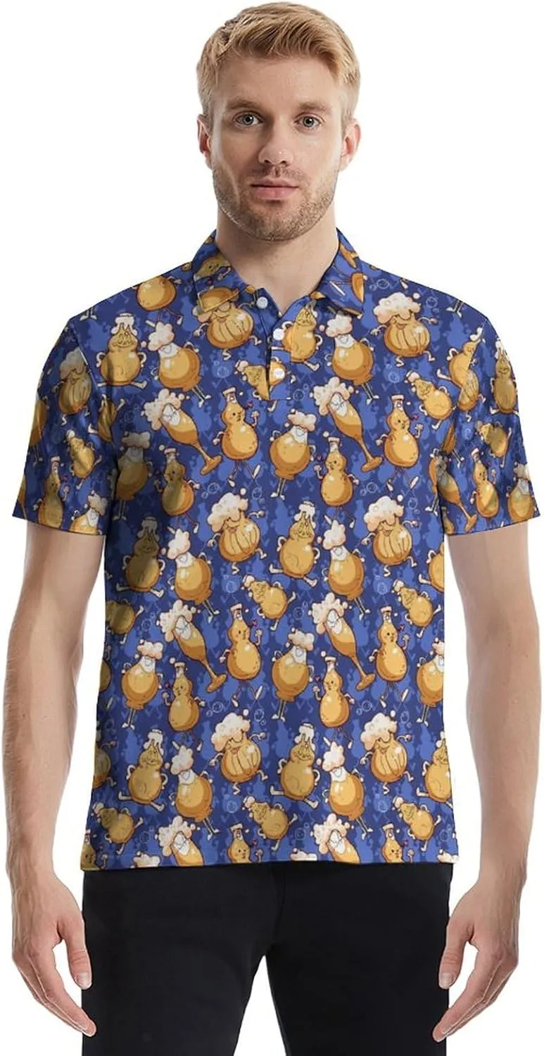 Golf Shirts for Men Funny Polo Short Sleeve Performance Moisture Wicking Quick Dry Mens Hawaiian Polo Shirt