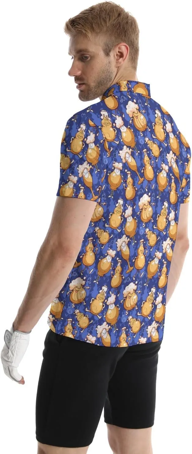 Golf Shirts for Men Funny Polo Short Sleeve Performance Moisture Wicking Quick Dry Mens Hawaiian Polo Shirt