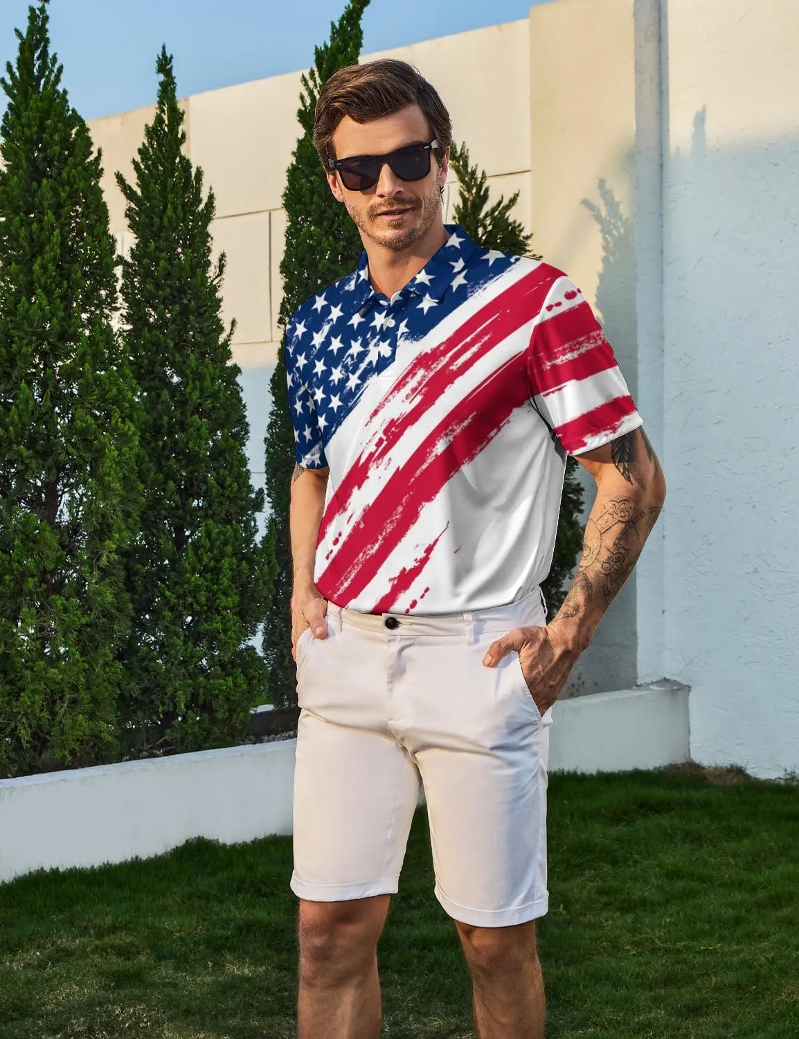 Golf Shirts for Men Funny Polo Short Sleeve Performance Moisture Wicking Quick Dry Mens Hawaiian Polo Shirt