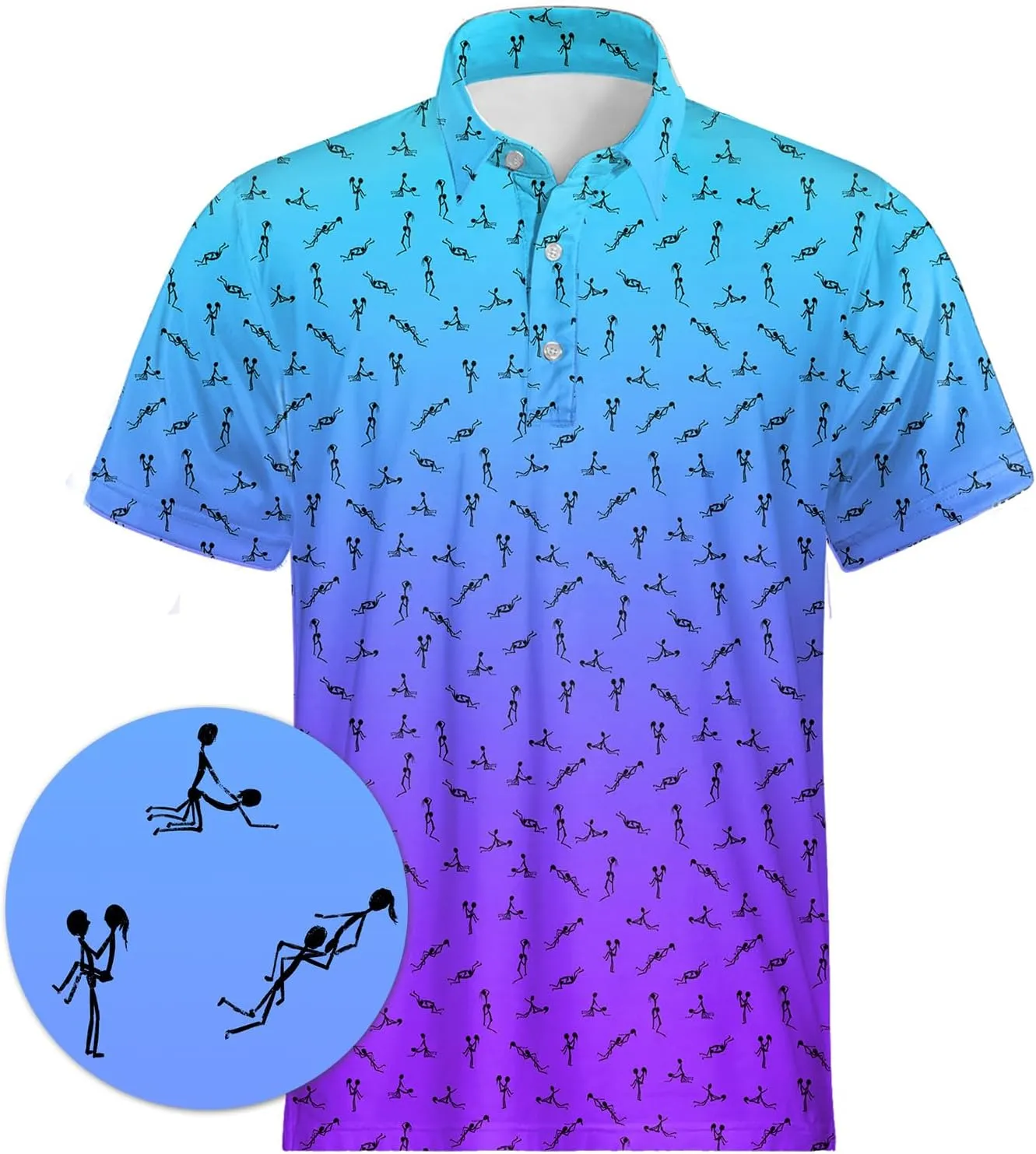 Golf Shirts for Men Funny Polo Short Sleeve Performance Moisture Wicking Quick Dry Mens Hawaiian Polo Shirt