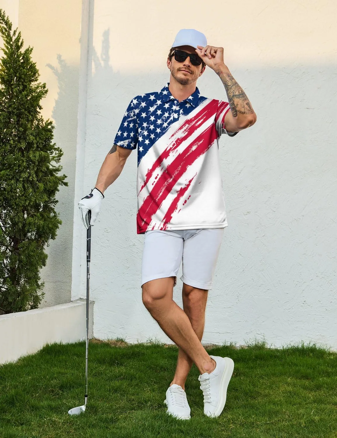 Golf Shirts for Men Funny Polo Short Sleeve Performance Moisture Wicking Quick Dry Mens Hawaiian Polo Shirt