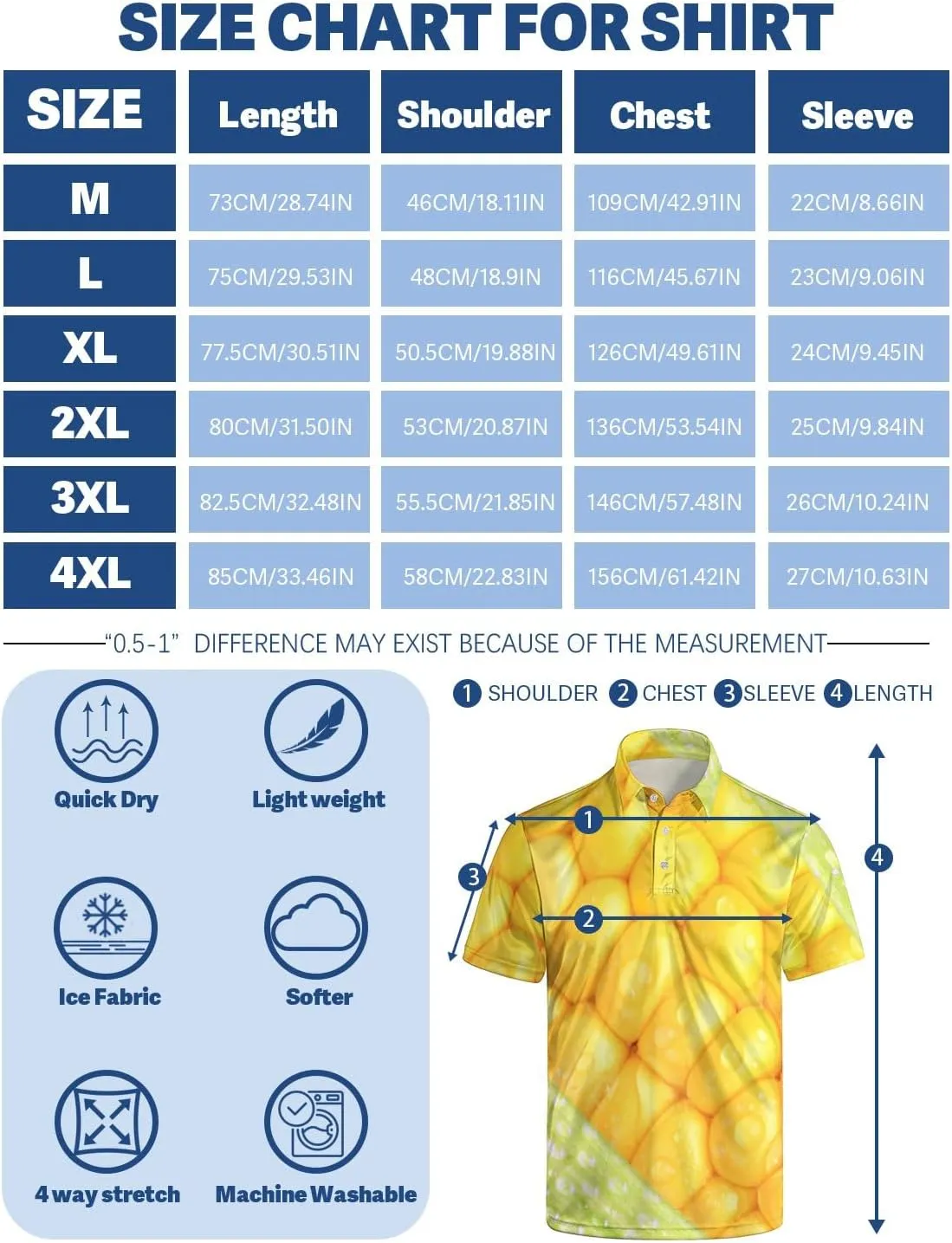 Golf Shirts for Men Printed Quick Dry Short Sleeve Performance Polo Shirts Moisture Wicking Collared Tennis T-Shirt