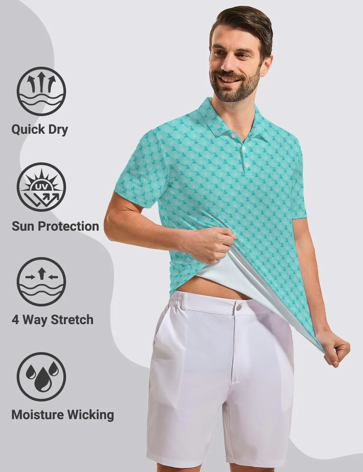 Golf Shirts for Men Quick Dry Funny Golf Polo Shirts Short Sleeve Moisture Wicking Polo Shirts for Men