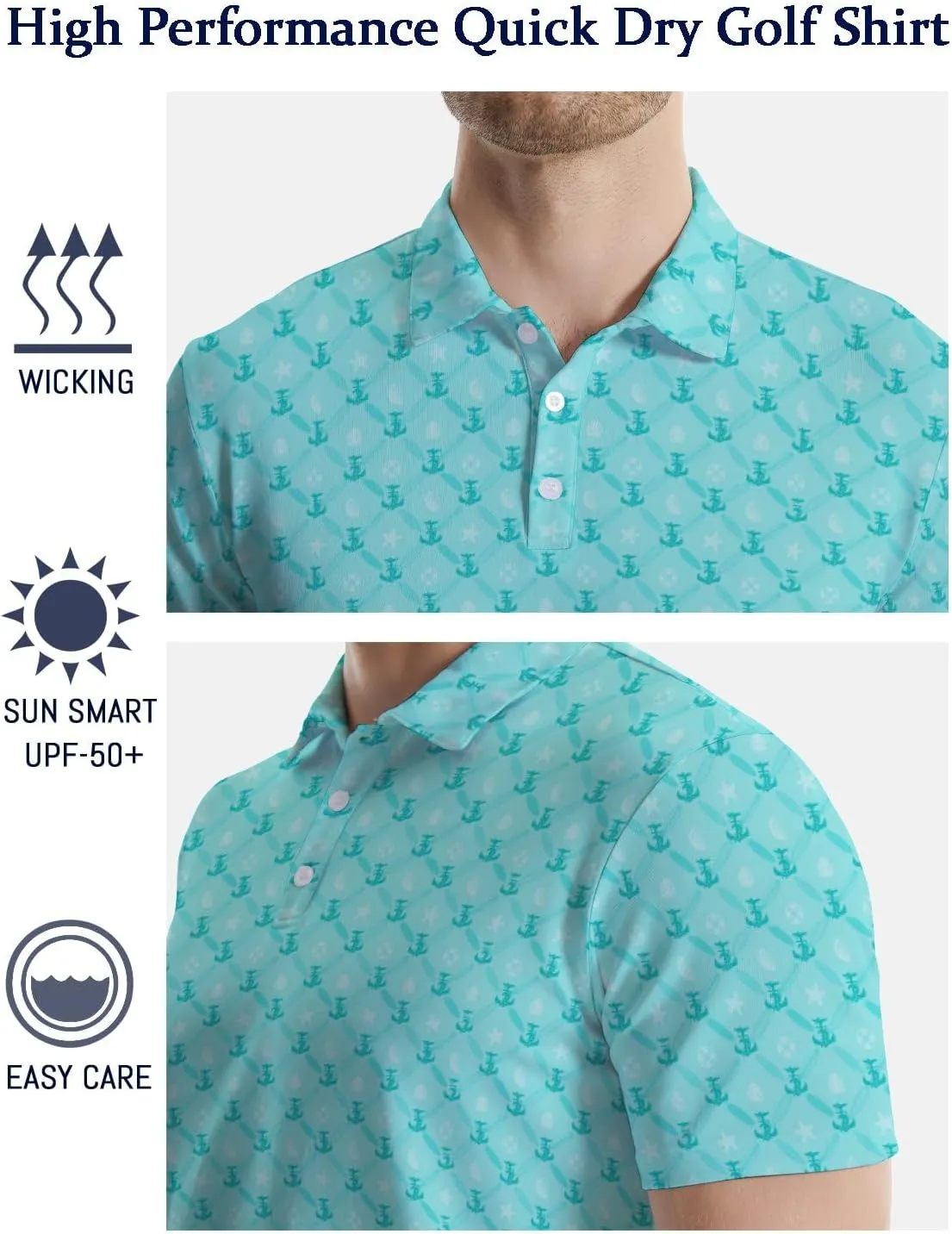 Golf Shirts for Men Quick Dry Funny Golf Polo Shirts Short Sleeve Moisture Wicking Polo Shirts for Men