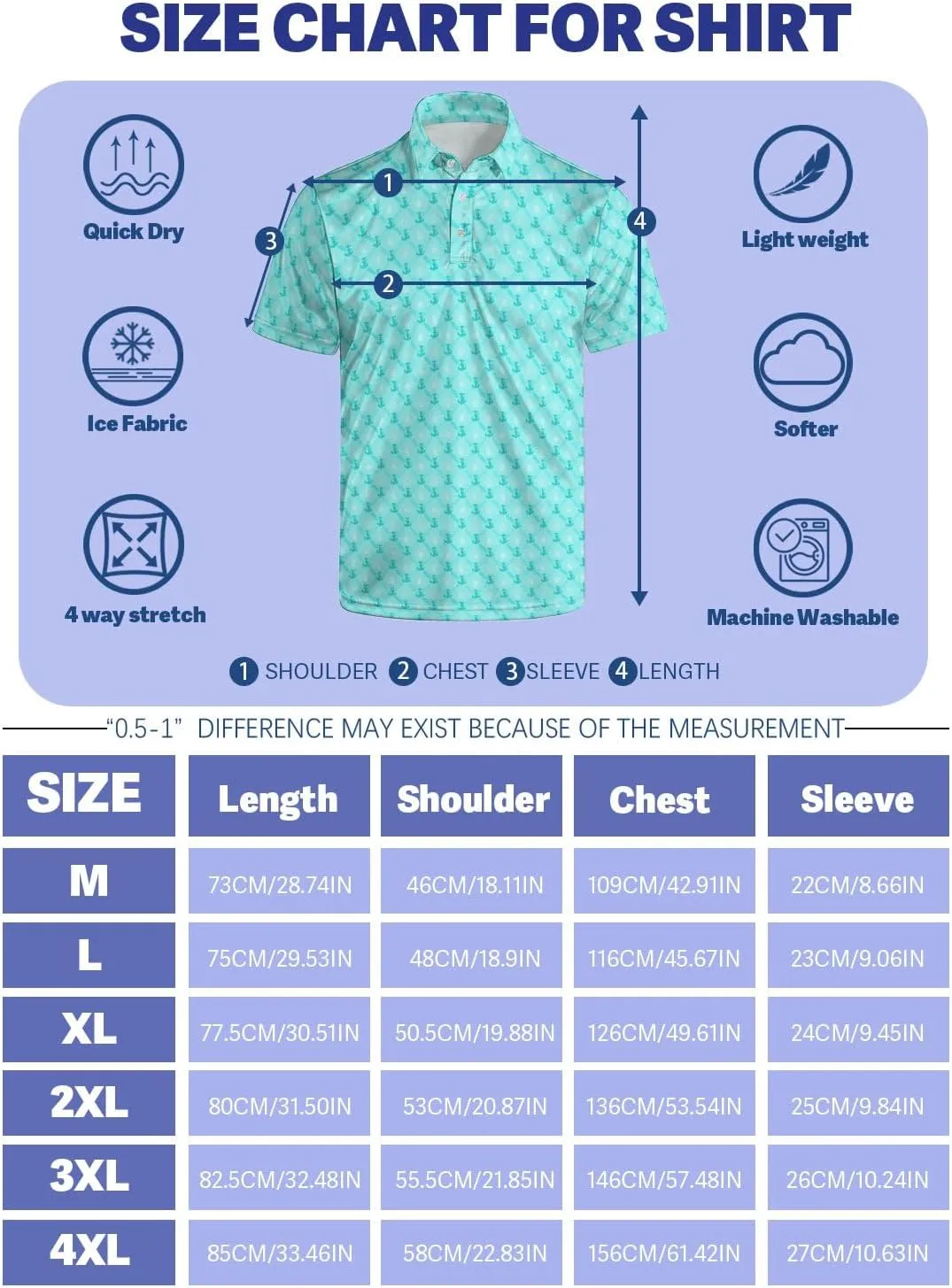 Golf Shirts for Men Quick Dry Funny Golf Polo Shirts Short Sleeve Moisture Wicking Polo Shirts for Men