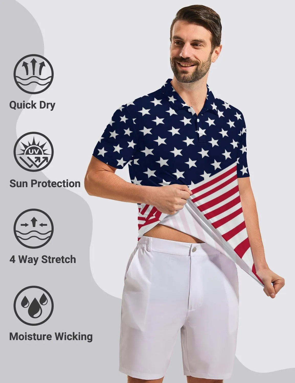 Golf Shirts for Men Quick Dry Funny Golf Polo Shirts Short Sleeve Moisture Wicking Polo Shirts for Men