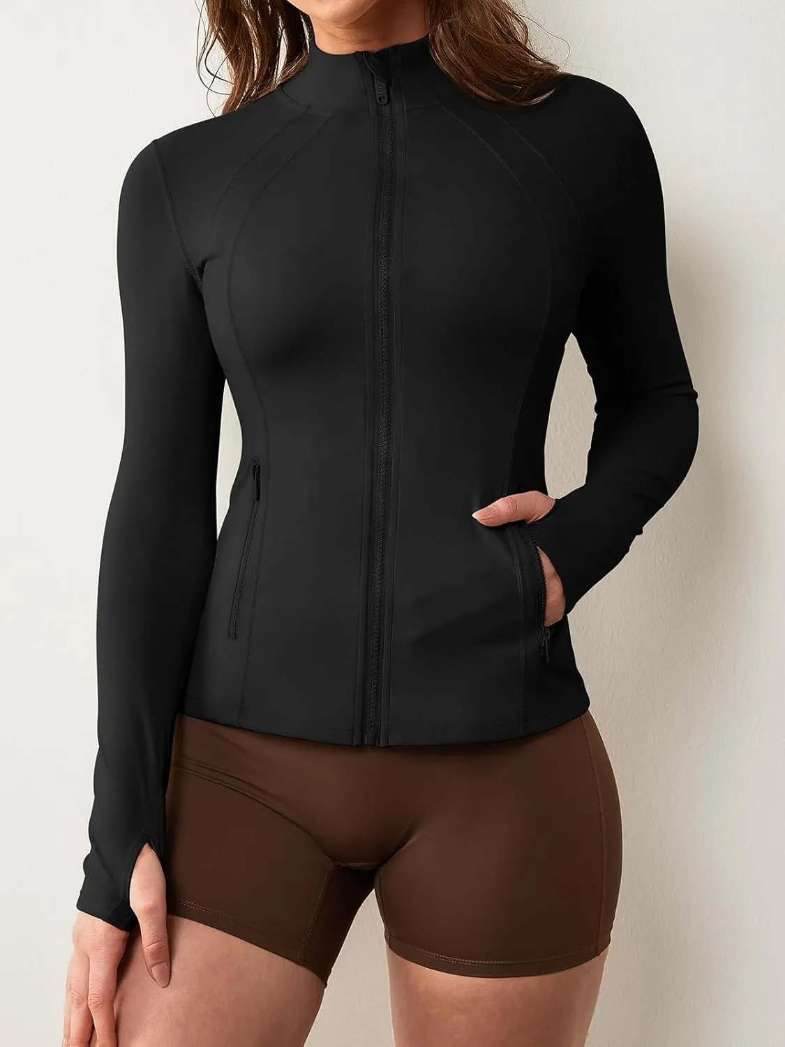 GYM RAINBOW Womens Athletic Zip Up Jakcets Contoured fit Lightweight Running Workout Jacket with Thumb Holes & Pockets