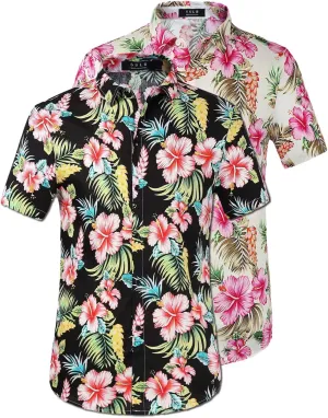 Hawaiian Shirt for Men, Beach Shirts for Men, Tropical Shirts Short Sleeve Floral Casual Button Down