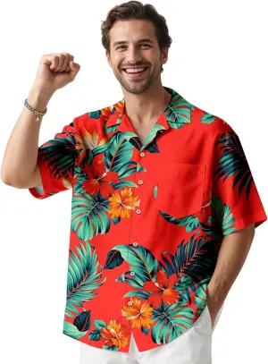 Hawaiian Shirt for Mens Beach Shirts Short Sleeve Button Shirts for Men Tropical Big Tall Funny Floral Aloha Shirt