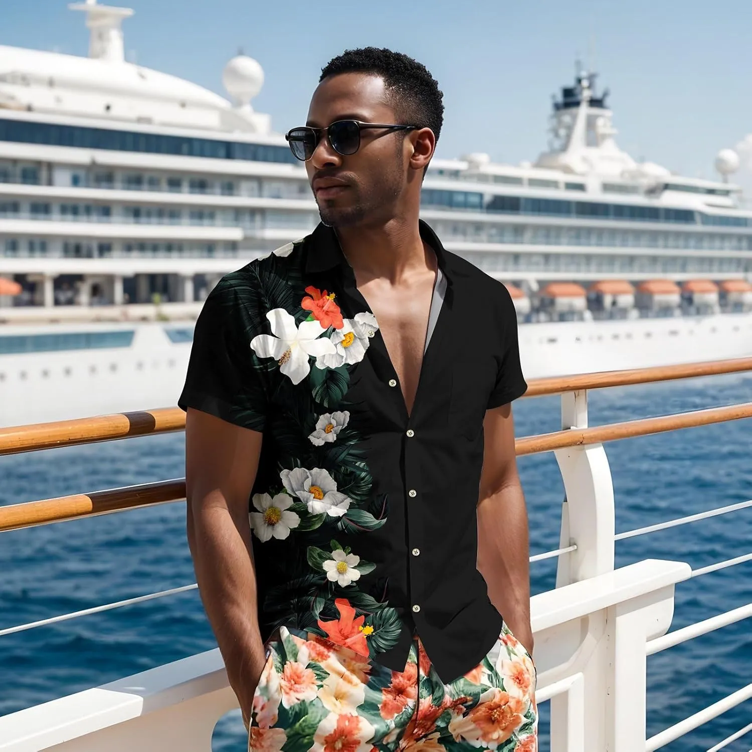 Hawaiian Shirt for Mens Beach Shirts Short Sleeve Button Shirts for Men Tropical Big Tall Funny Floral Aloha Shirt