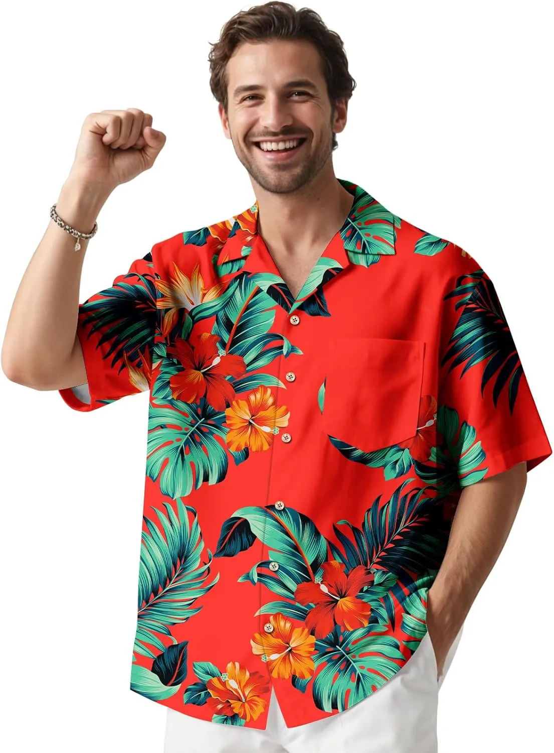 Hawaiian Shirt for Mens Beach Shirts Short Sleeve Button Shirts for Men Tropical Big Tall Funny Floral Aloha Shirt