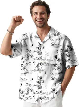 Hawaiian Shirt for Mens Beach Shirts Short Sleeve Button Shirts for Men Tropical Big Tall Funny Floral Aloha Shirt