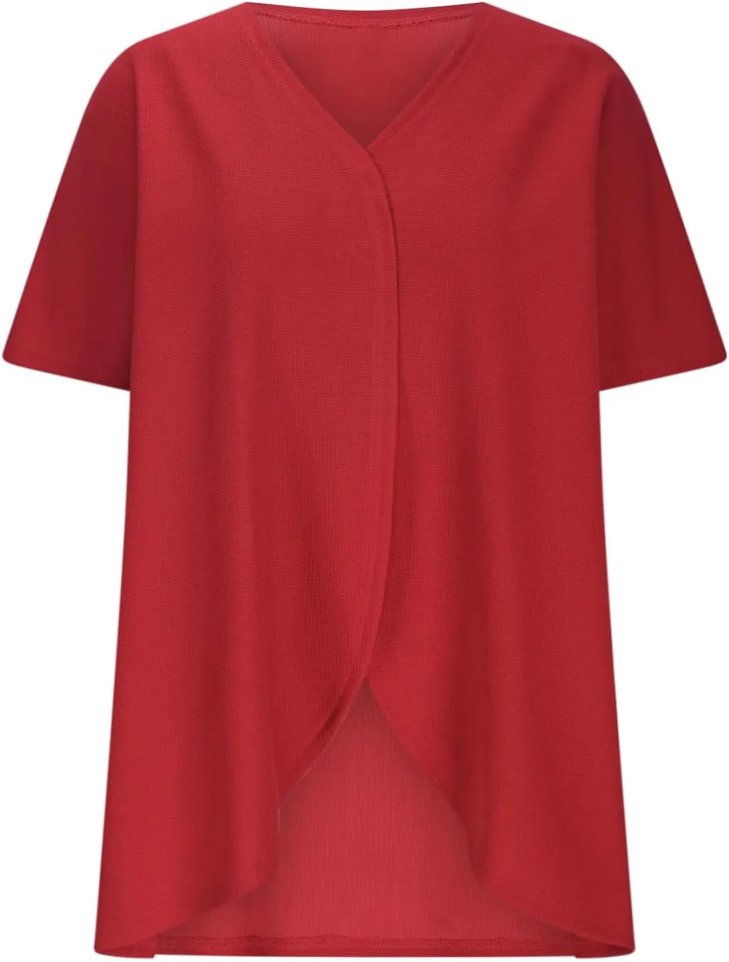 HGps8w Women's Waffle Cardigan Open Front Plus Size Summer Sun Shirts Loose Solid Short Sleeve Going Out Jacket Tops