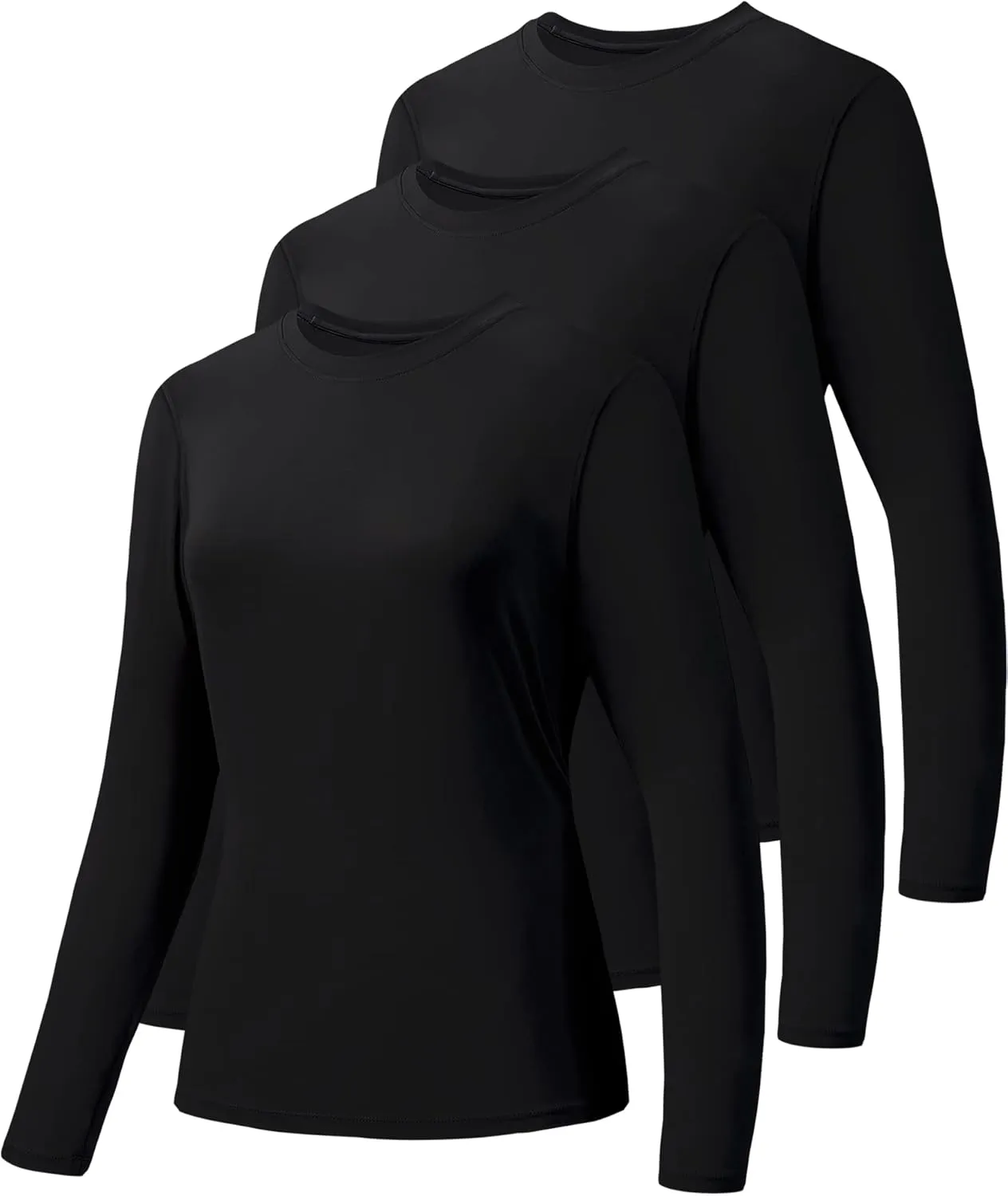 HIBETY 3 Pack Women's UPF 50  Sun Protection Shirts, Workout Gym Long Sleeve Shirts, Quick Dry Tops