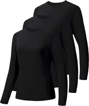 HIBETY 3 Pack Women's UPF 50  Sun Protection Shirts, Workout Gym Long Sleeve Shirts, Quick Dry Tops
