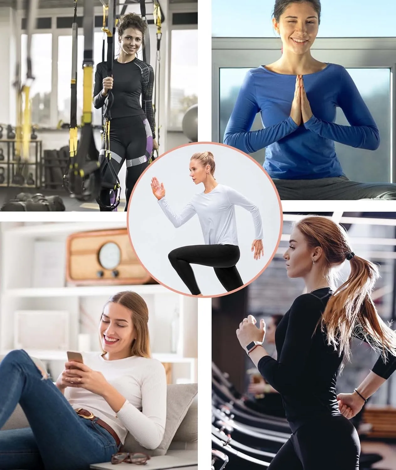 HIBETY 3 Pack Women's UPF 50  Sun Protection Shirts, Workout Gym Long Sleeve Shirts, Quick Dry Tops