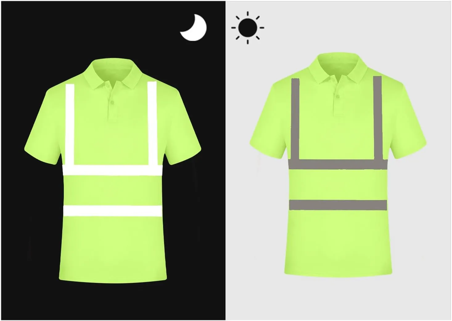 High Visibility Shirts for Men Quick Dry Safety T Shirts with Reflective Strips Short Sleeve Mesh Hi Vis Work Tops