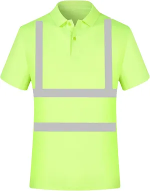 High Visibility Shirts for Men Quick Dry Safety T Shirts with Reflective Strips Short Sleeve Mesh Hi Vis Work Tops